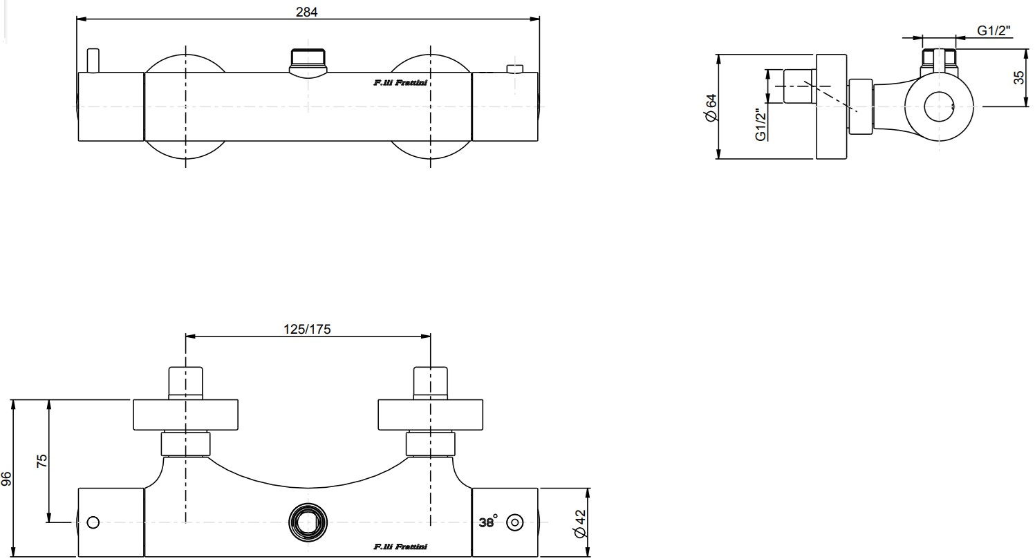 Rubinetterie Frattini Термостатический смеситель для душа внешний Gingo sun-id-1487694 - Вид №2