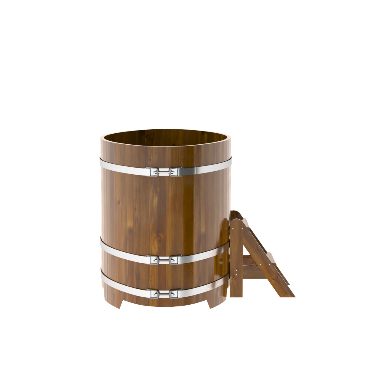 2273 Купель овальная из лиственницы Рустик 0,92х1,66х1,1 морёная Alyarus  - Вид №3