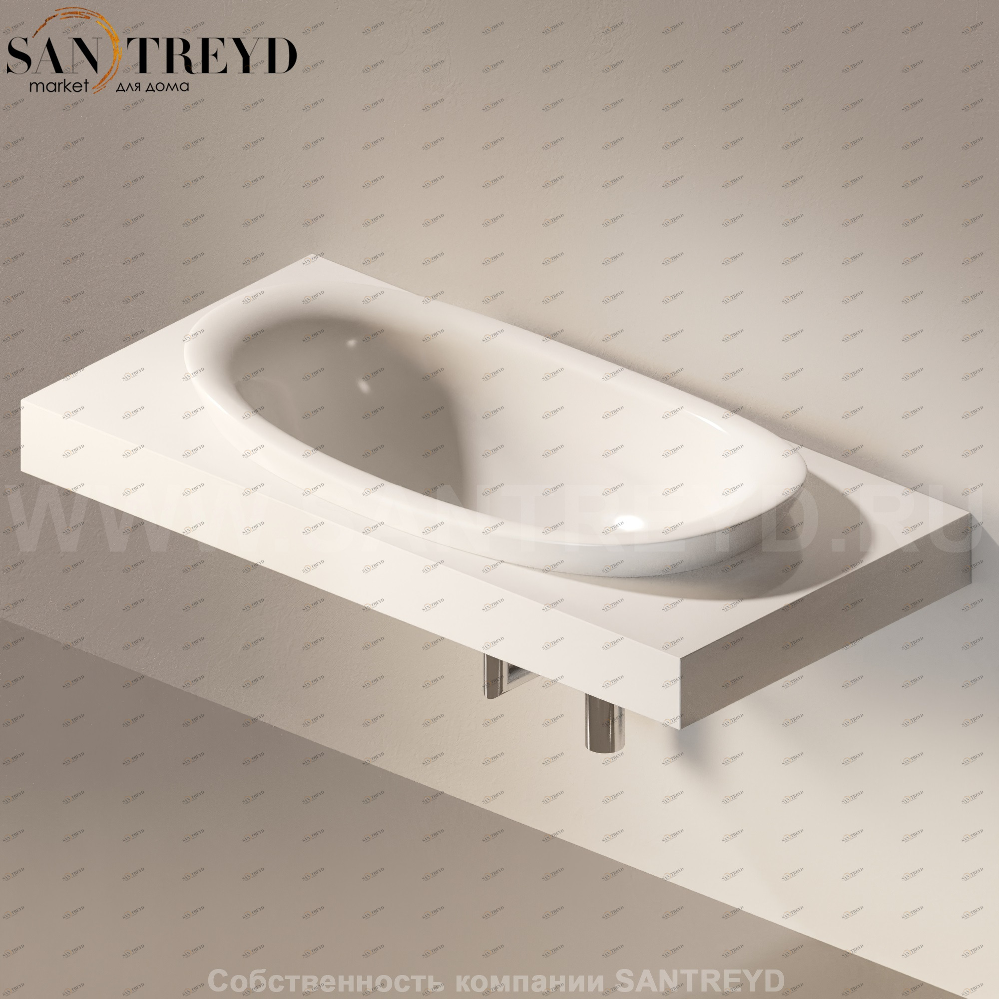 Flaminia IO e SI Столешница с отверстием под раковину белая IO90M1.9016 Ceramica Flaminia IO90M19016