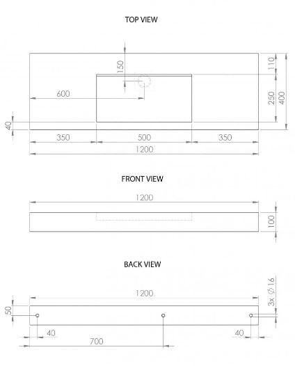 Прямоугольный подвесной умывальник из смолы LUSSO AURA ARCH-00101582 - Вид №20