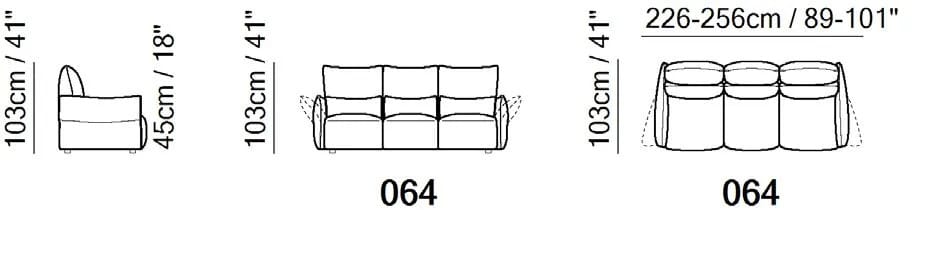 Тканевый диван с подставкой для ног на 3 места Natuzzi Italia Wellbe ARCH-00068673 - Вид №3