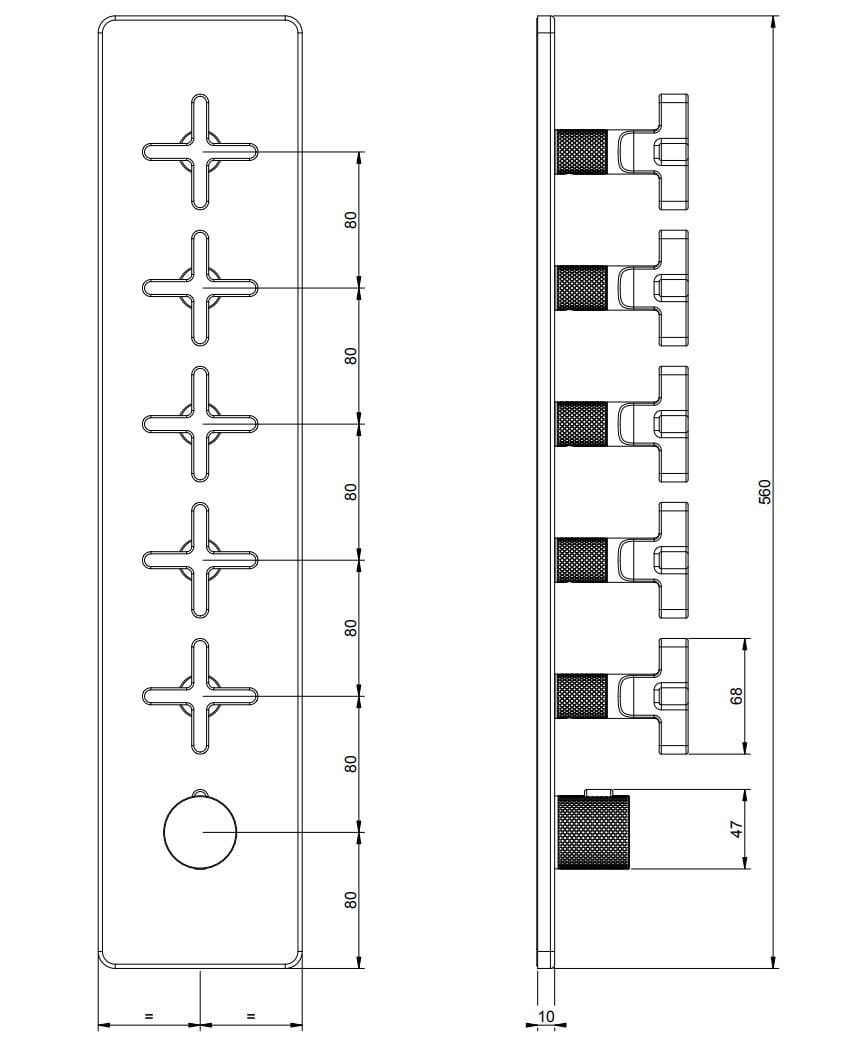 Металлический термостатический смеситель для душа с 6 отверстиями Gessi гравированный ARCH-00112562 - Вид №4