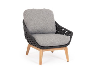 Веревочное и тканевое садовое кресло с подлокотниками