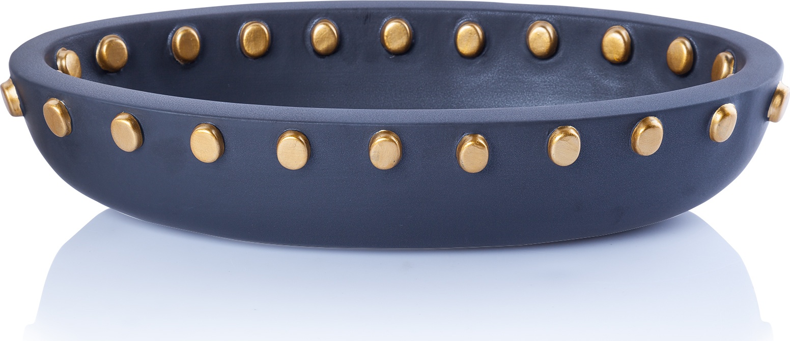 10614117 L’Objet Чаша овальная 46х23х10см "Тео" (черная с позолотой) Керамика 