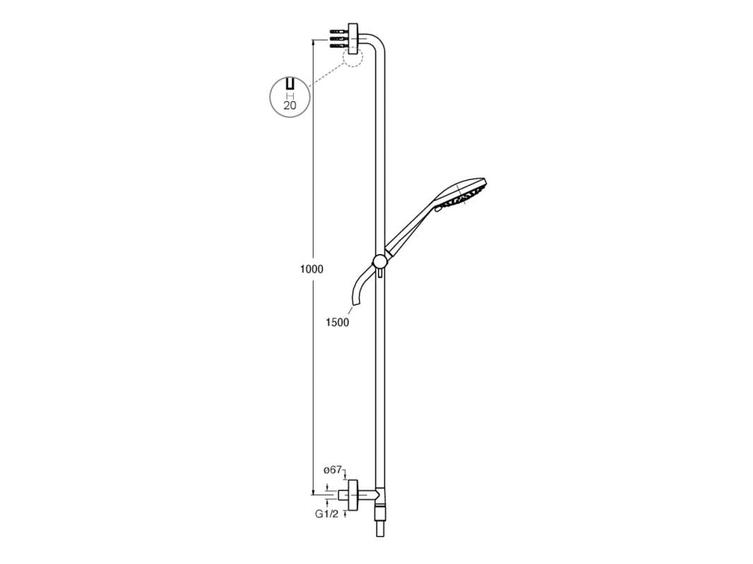 Подъемный стержень с ручным душем CRISTINA Rubinetterie дополнения для душа / ванны / умывальника-Shower &amp ARCH-00041076 - Вид №2