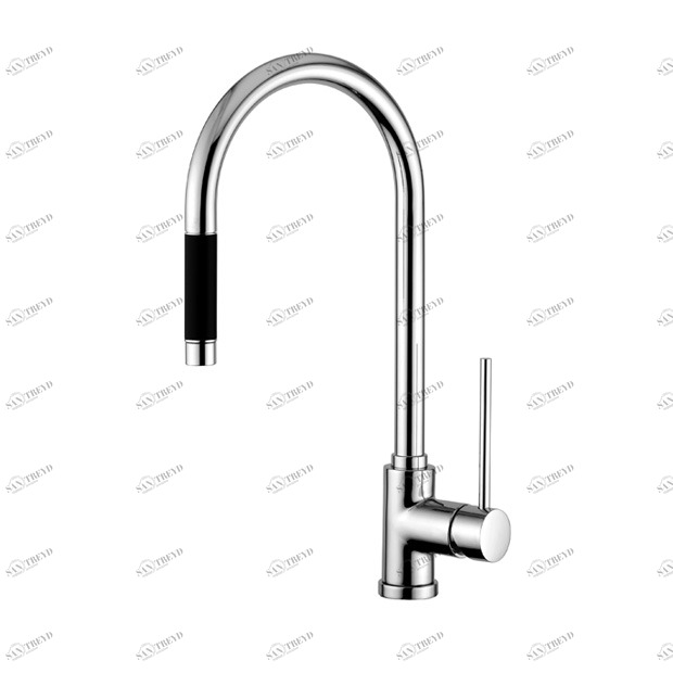 Латунь. 277. Кухонный смеситель выдвижной. Quadrodesign Brass