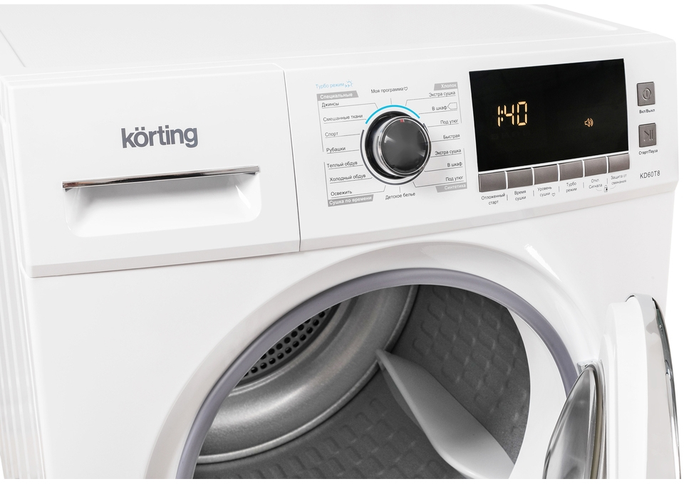 KD 60T8 Сушильные машины / сушильная машина , глубина 61.5 см, макс загрузка 8 кг, электронное управление, led индикация настроек и доп функций, цифровой дисплей, 16 програм, сушка по влажности, сушка по времени, съемный резервуар для слива конденсата, ре Santreyd  - Вид №2