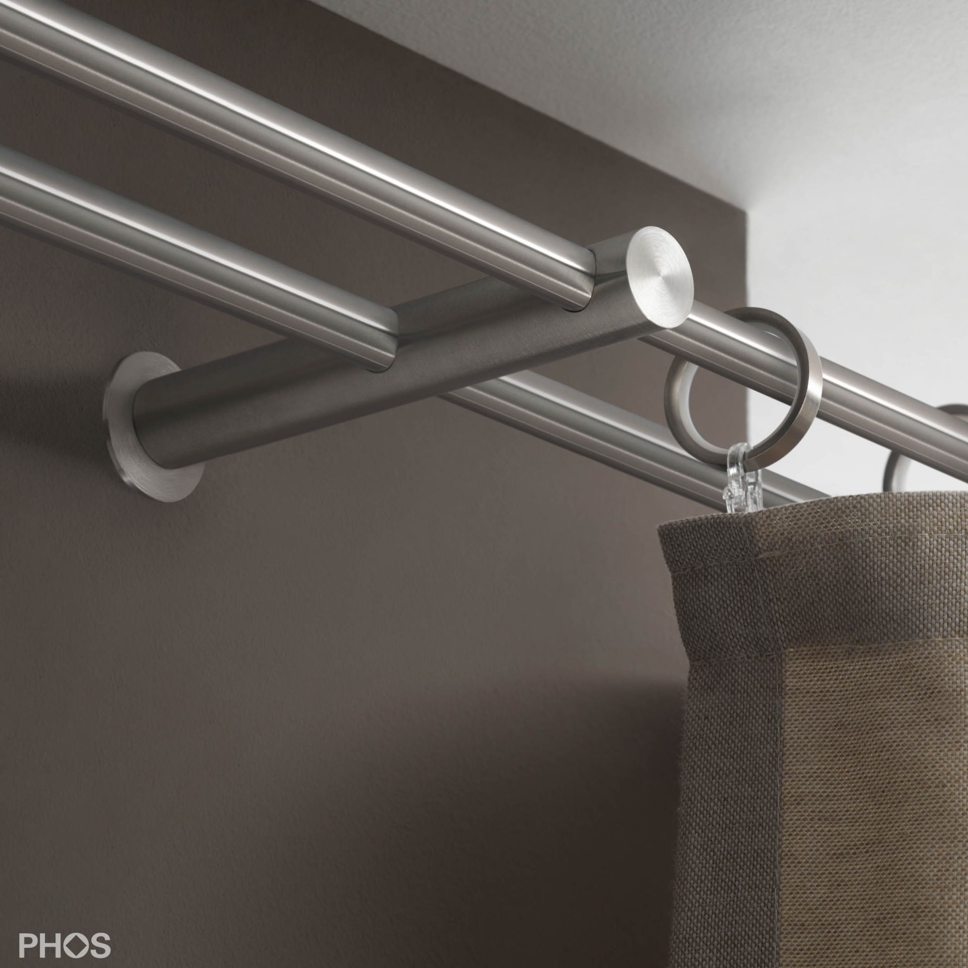 VS20-140ED2000 Комплект карнизов: двуствольный 200 см с 2 концевыми кронштейнами PHOS  - Вид №2