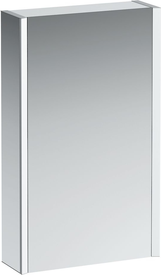 H4083029001451 Зеркальный шкафчик, aluminium, алюминий, 1 двойная зеркальная дверь, 2 светодиодными осветительными элементами, с розетками ЕС, с датчиком выключения, дверца справа LAUFEN PRO