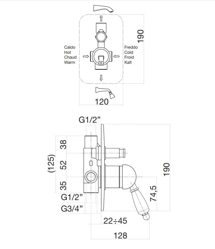 83OO5134 Смеситель для душа , золото Fiore Imperiale  - Вид №2
