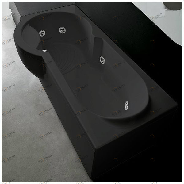 Ванна Gruppo treesse Simona V5677-SX-C чёрная с гидромассажем прямоугольная левая STDV5677SXC
