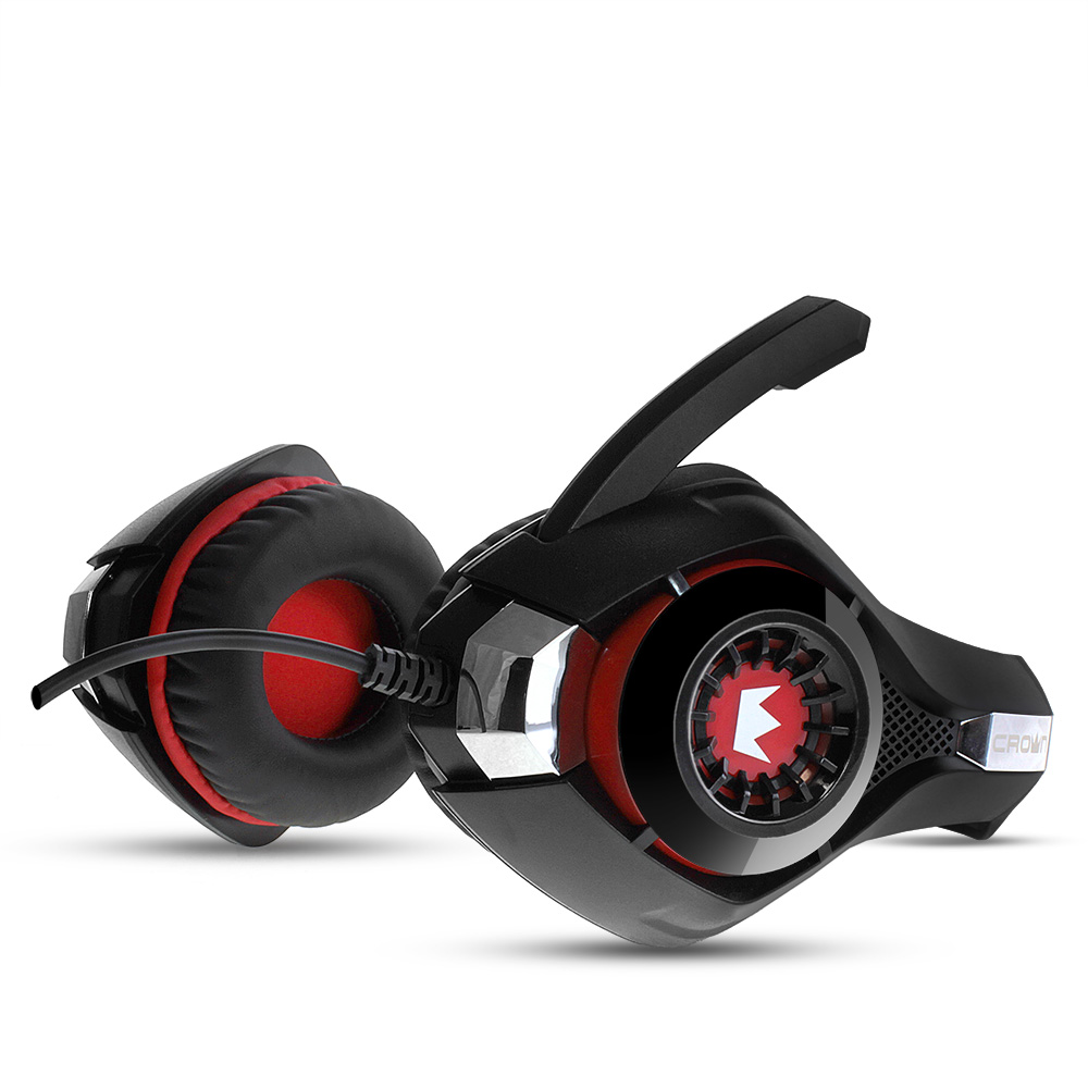 CMGH-101T Гарнитура игровая , black&red (подключение jack 3.5мм 4pin+ адаптер 2*jack spk+mic,частотный диапазон: 20гц-20,000 гц ,кабель 2.1м,размер d 250мм, регулировка громкости, микрофон на ножке) Crown Santreyd  - Вид №3
