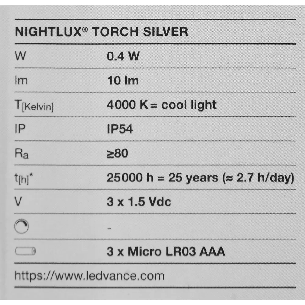 Светильник светодиодный Ledvance Nightlux Torch на батарейках крепление на клей, цвет серый STLM-2194686 - Вид №7