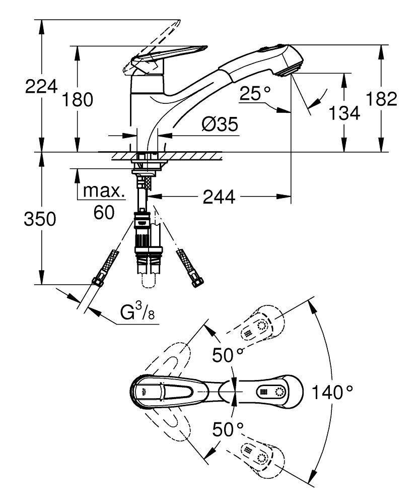 32451000 Смеситель для кухни Grohe хром BLUE - Вид №1