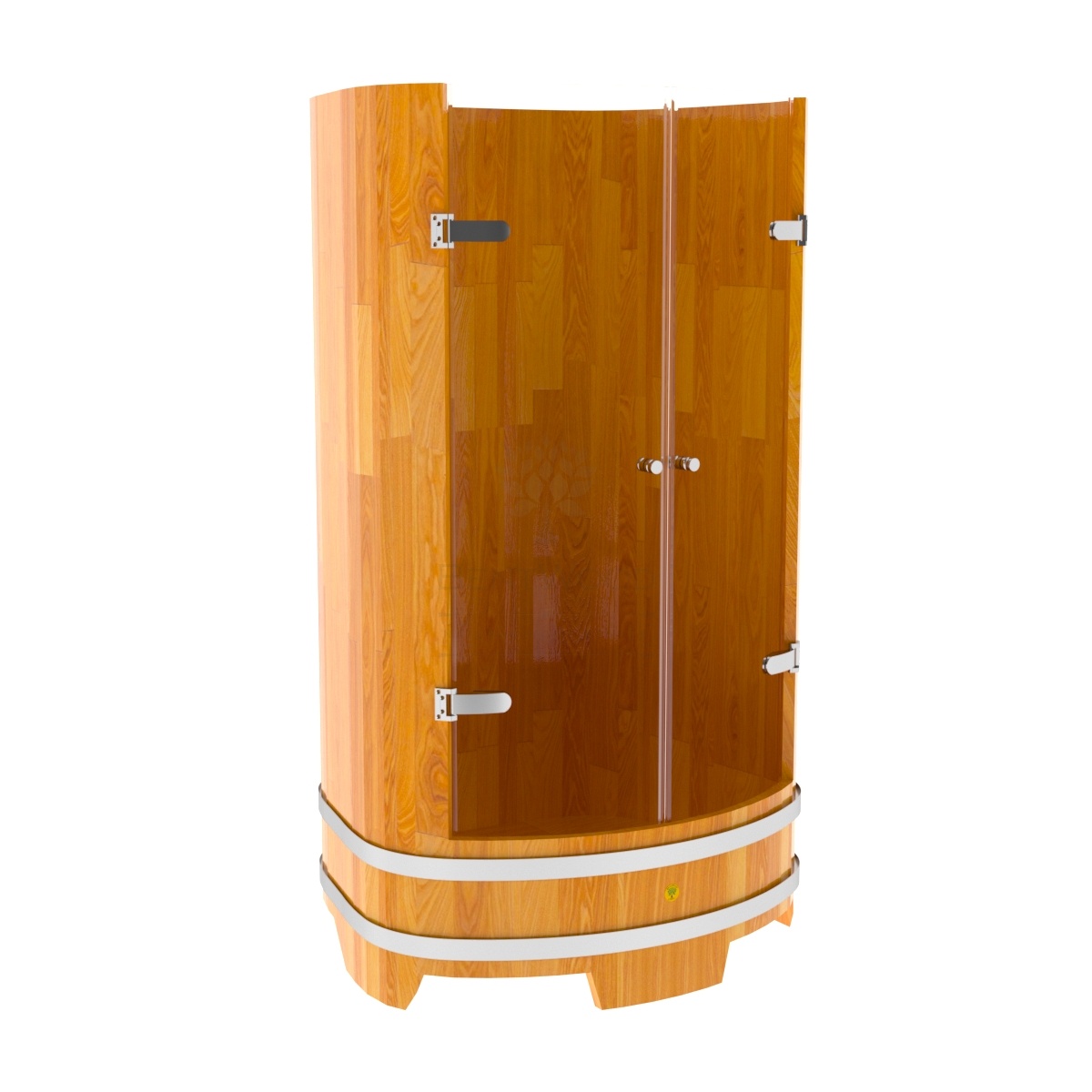 2127 Душевая кабина со стеклянными дверцами (лиственница натуральная сращенная) Alyarus 