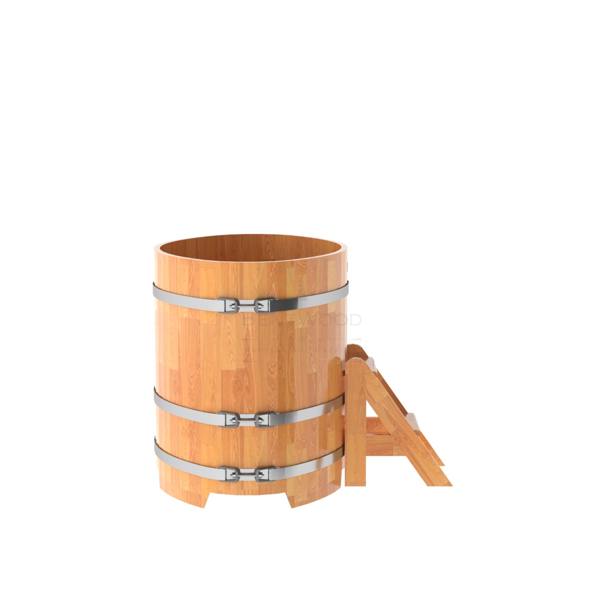 1492 Купель овальная из сращенных ламелей лиственницы 0,80х1,42х1,0 натуральная Alyarus  - Вид №2