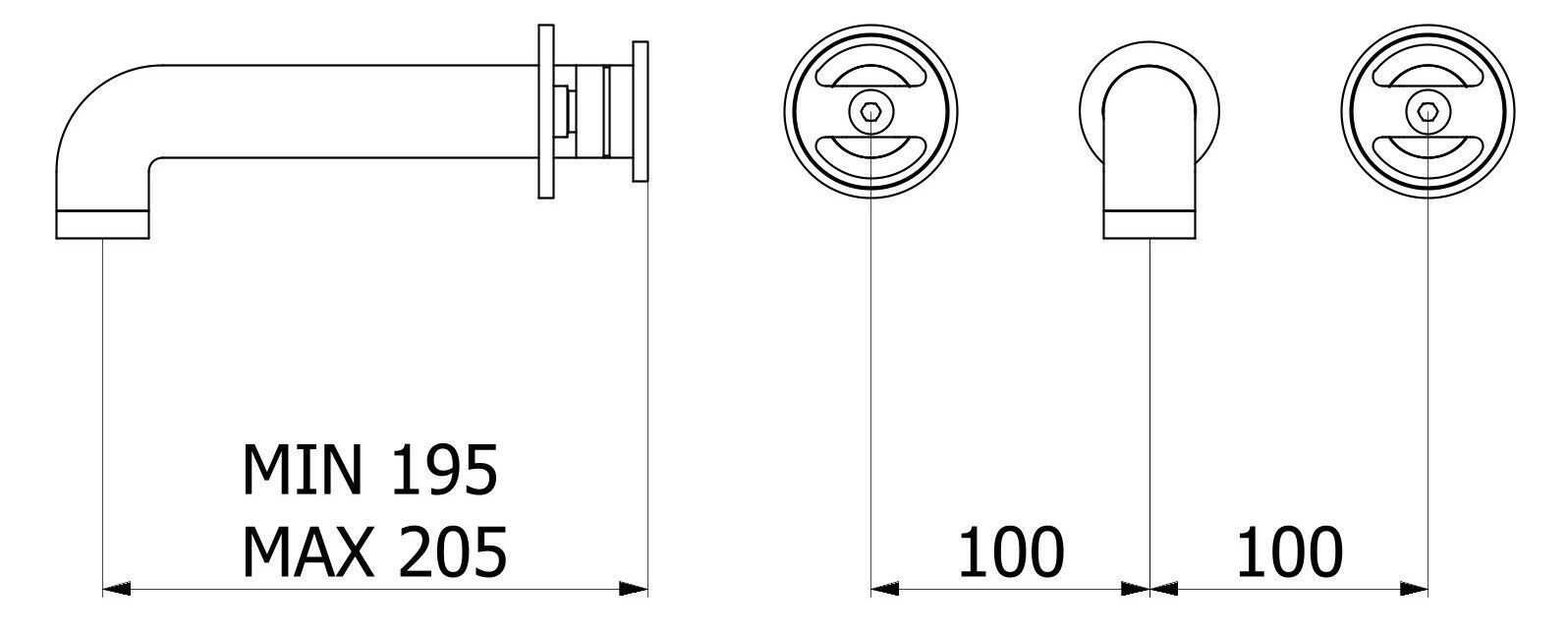Настенный смеситель для раковины с 3 отверстиями IB Bold ARCH-00057322 - Вид №24