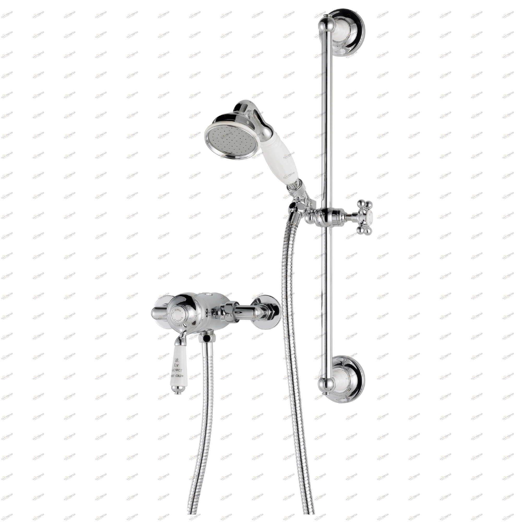 Traditional bathrooms Смеситель для душа с фарфоровой ручкой ASCOT Tbmskit1.exp.nk 