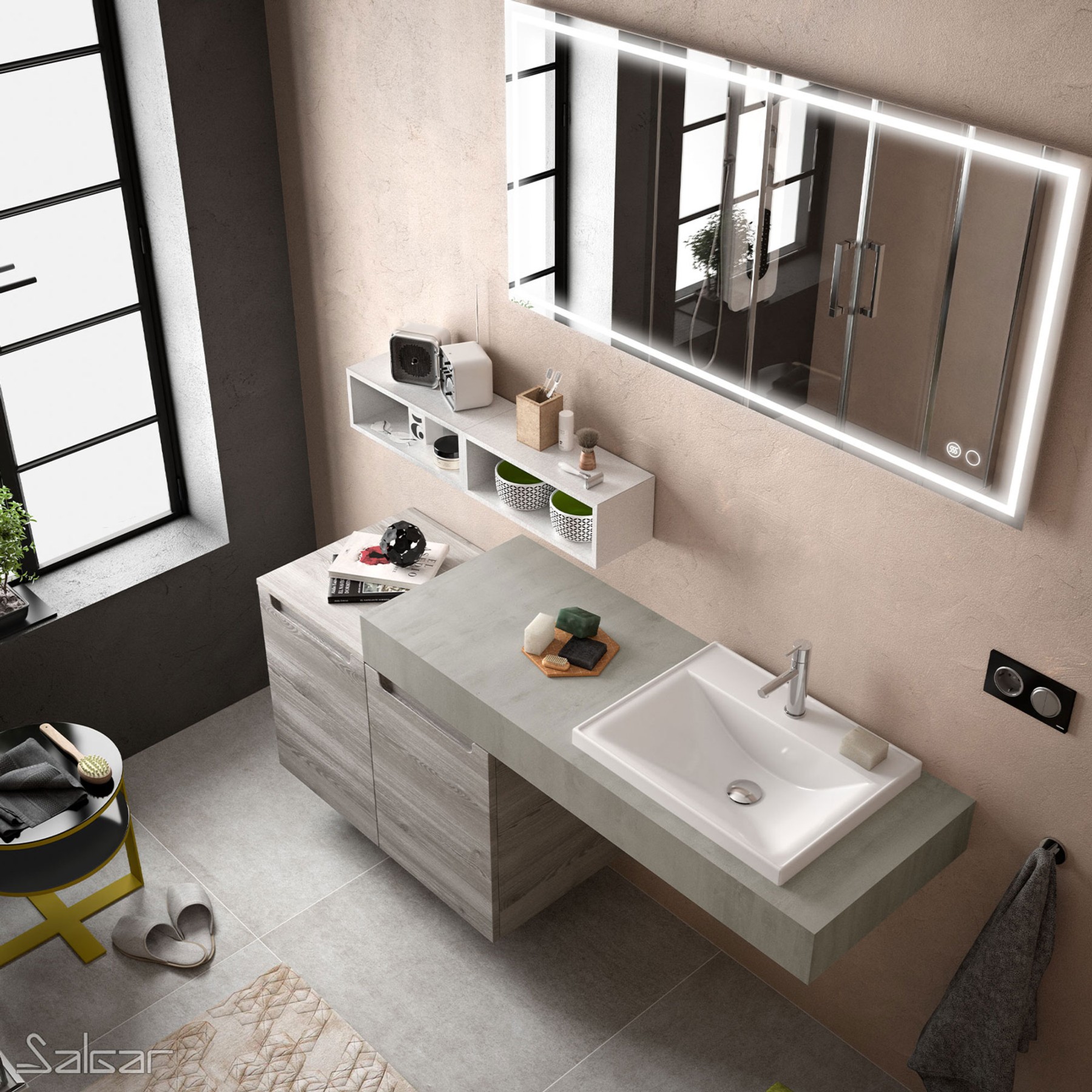 87854 SALGAR Зеркало CHICAGO II 1000 горизонтальное вертикальное со светодиодным датчиком света и противотуманным (30 Вт) IP 44 1000 x 600 мм - Вид №3