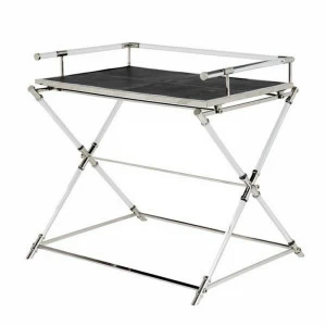 Столик сервировочный с бортиками и кожаным топом 89 см Montaigne от Eichholtz EICHHOLTZ  242362 Черный