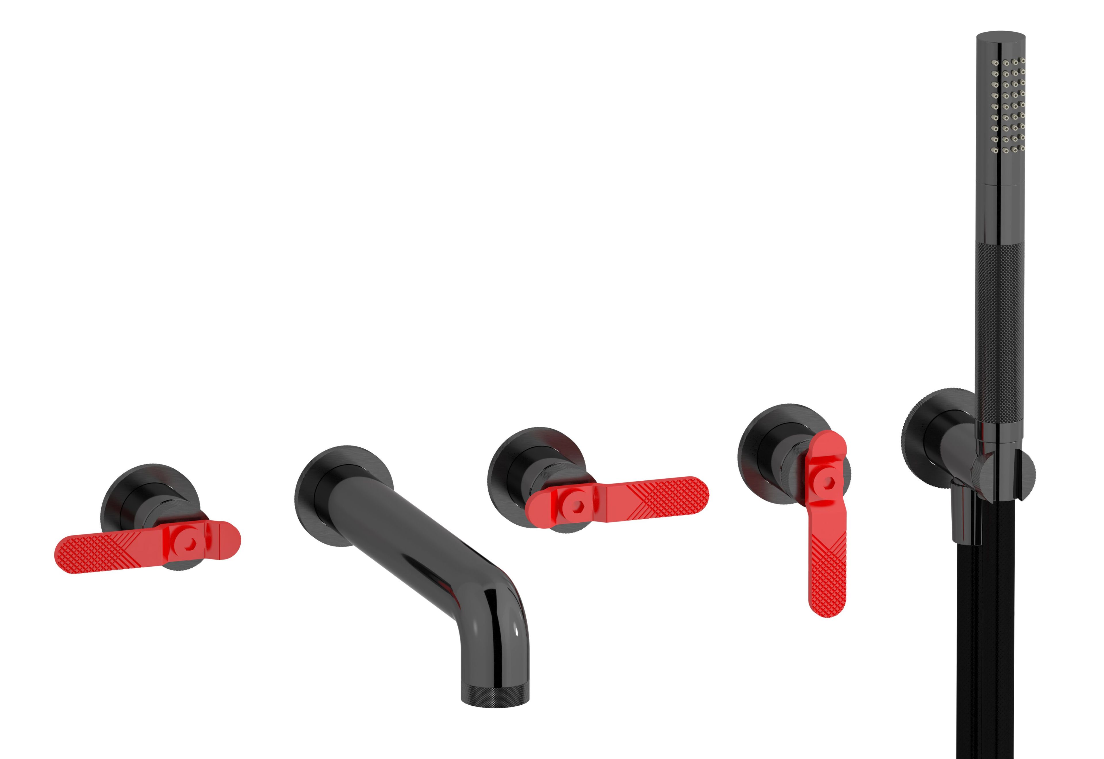 Настенный смеситель для ванны с 5 отверстиями и ручным душем IB Bold ARCH-00142517 - Вид №4