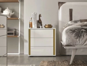 Gruppo Tomasella Прикроватный столик из дерева и стекла с ящиками