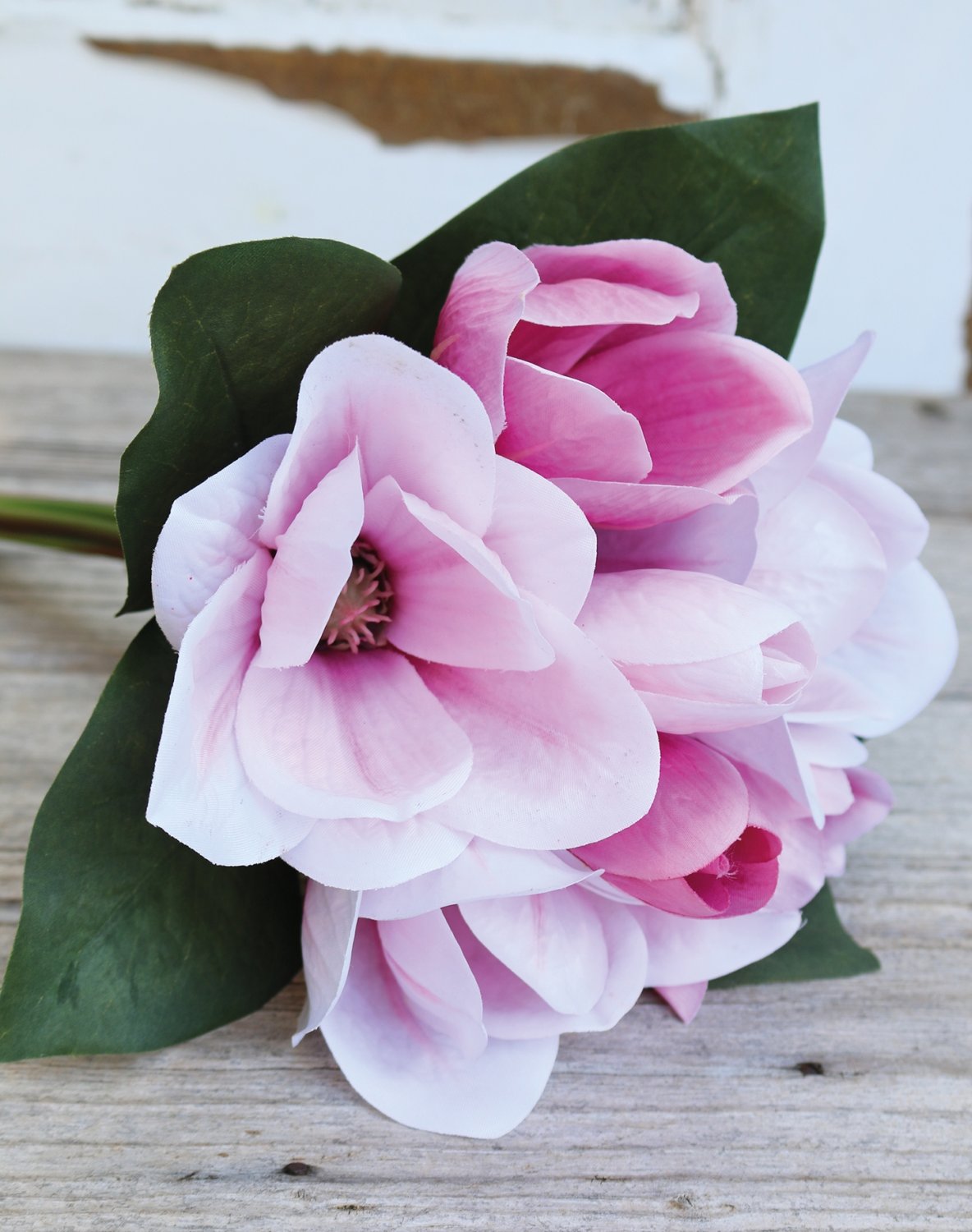 3014 515 a3 Искусственный букет магнолии, 7 цветков, 31 см, розовый H-andreas 