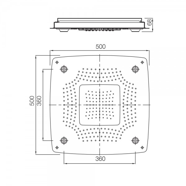 OSA-BLM-70021 Верхняя душевая лейка Rainjoy+ 500х500 мм Artize  Матовый черный  - Вид №1