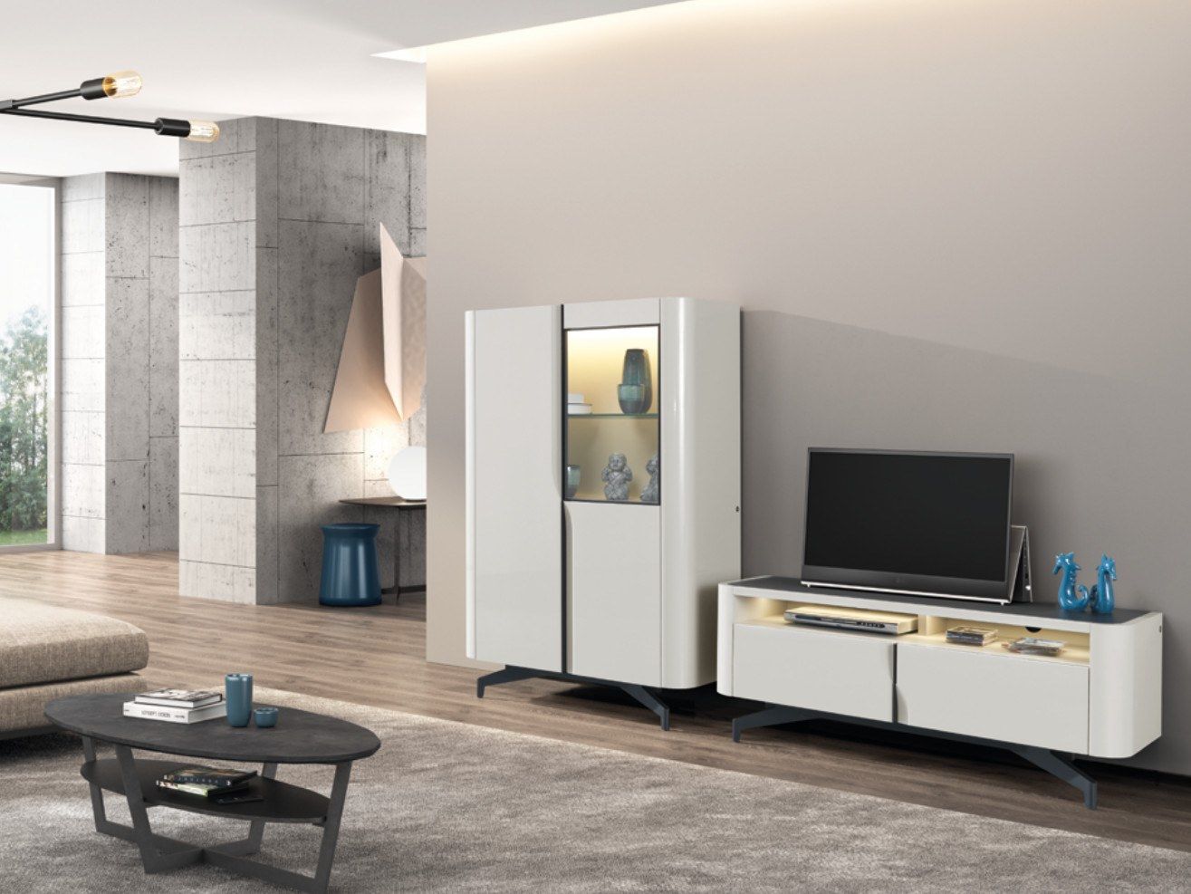 Низкий шкаф для телевизора с откидными дверцами animovel Wind ARCH-00054990 - Вид №1