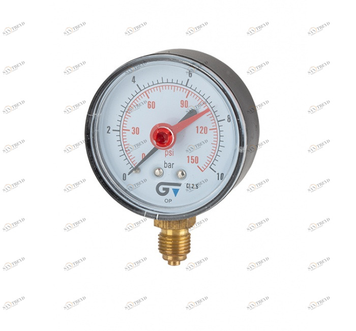 GENEBRE 3825 004 Манометр Ø 63, красный индекс, нижнее соединение 