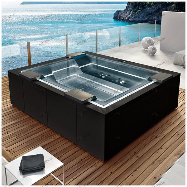 Бассейн Gruppo Treesse Zen SPA-V202H-C прямоугольный spa с гидромассажем аэромассажем встроенный черный SPAV202HC