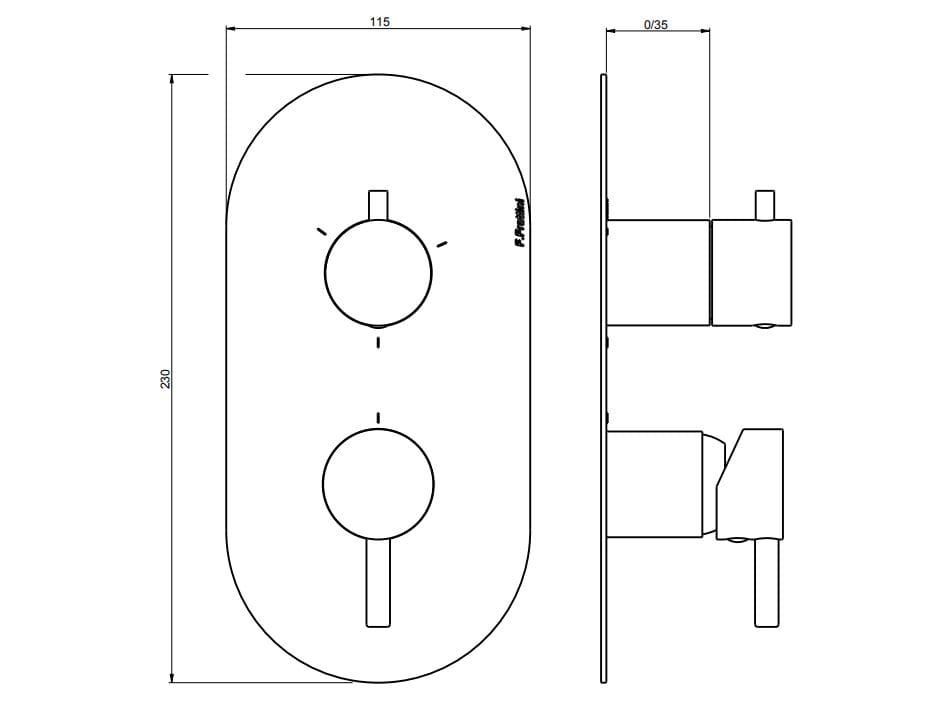 Встраиваемый однорычажный смеситель для душа с переключателем Rubinetterie Frattini Pepe XL ARCH-00053375 - Вид №9