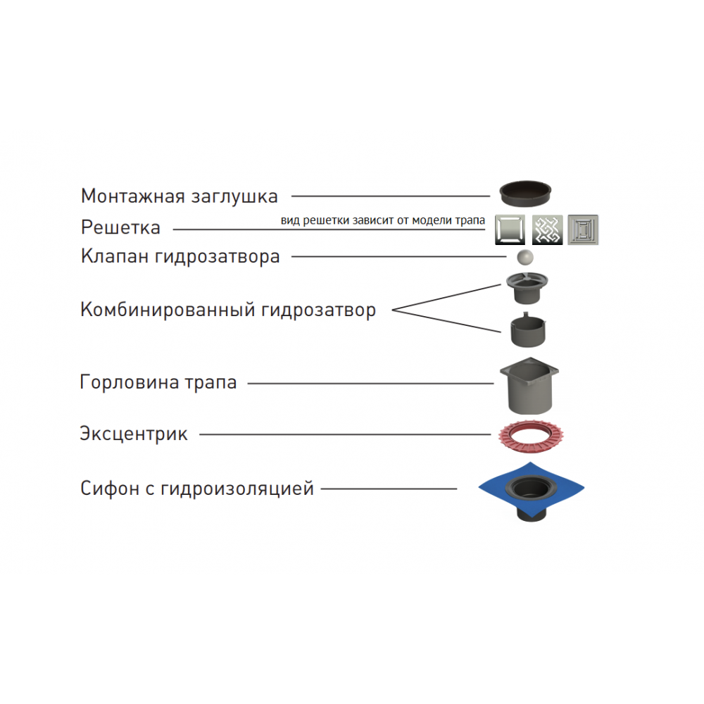 090462 Трап водосток ZENTRUM Norma 100х100  Berges ZENTRUM Norma  - Вид №2