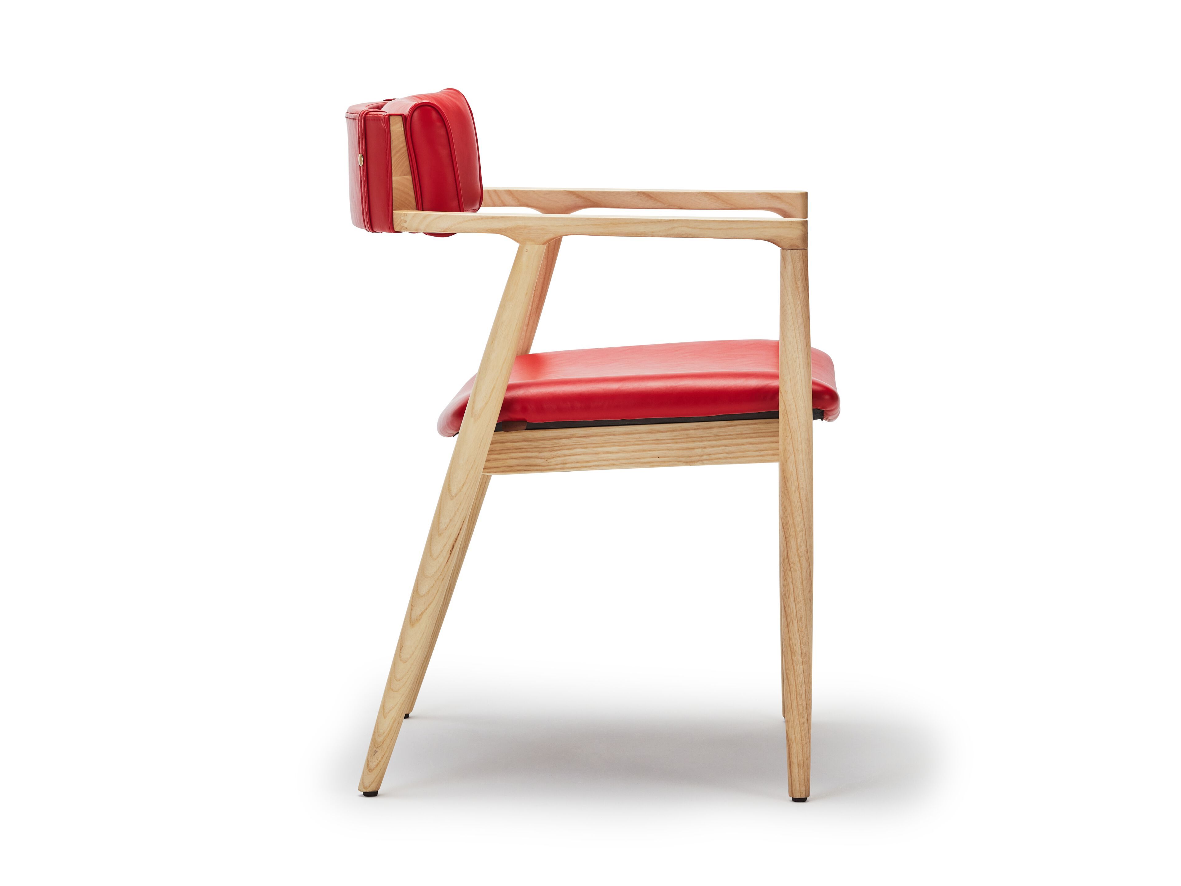 Стул из кожи и ясеня с подлокотниками Papell Design гостиница ARCH-00087300 - Вид №7