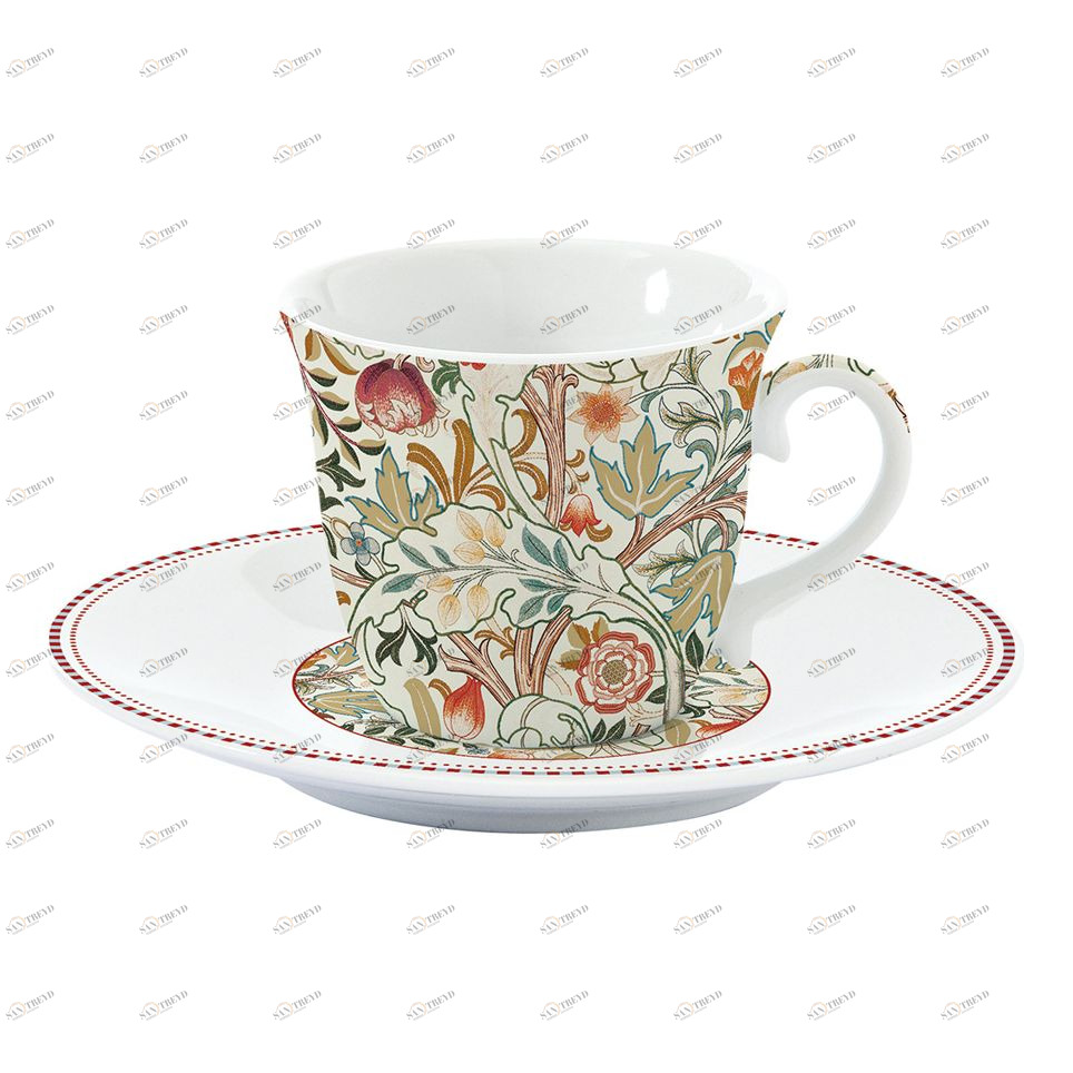 Чашка фарфоровая с блюдцем кремовая в подарочной упаковке "Уильям Моррис" EASY LIFE УИЛЬЯМ МОРРИС 00-3947003 Бежевый 
