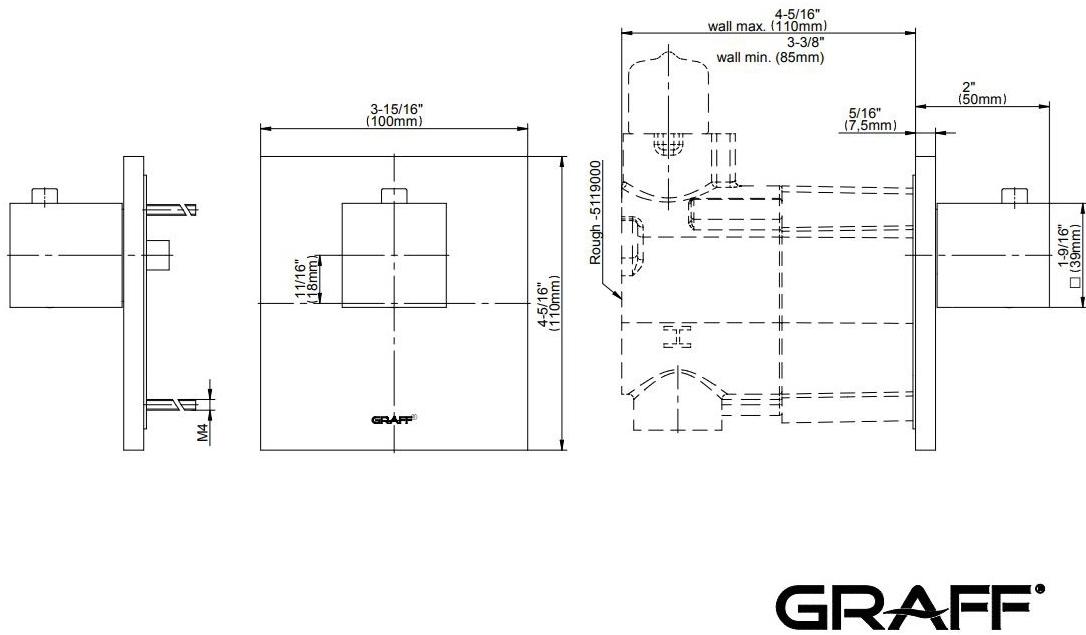 GRAFF Термостатический наружный смеситель для душа Incanto 5119500 - Вид №1