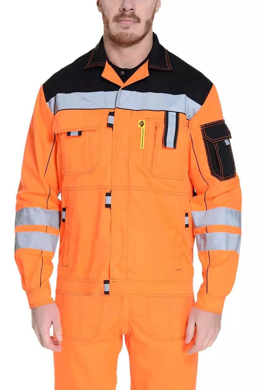 61869 Костюм "Профессионал-2" с СВП оранжево-черный  Летняя спецодежда  размер 60-62/170-176  - Вид №8