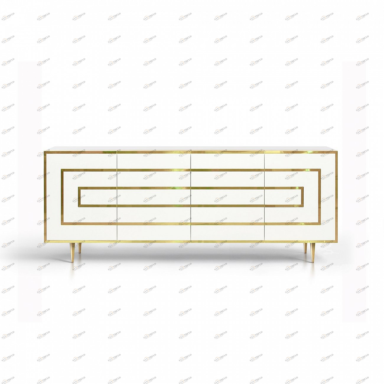 Тумба длинная с 4 дверцами белая эмаль White&Brass ACWD WHITE&BRASS 00-3981945 Белый 