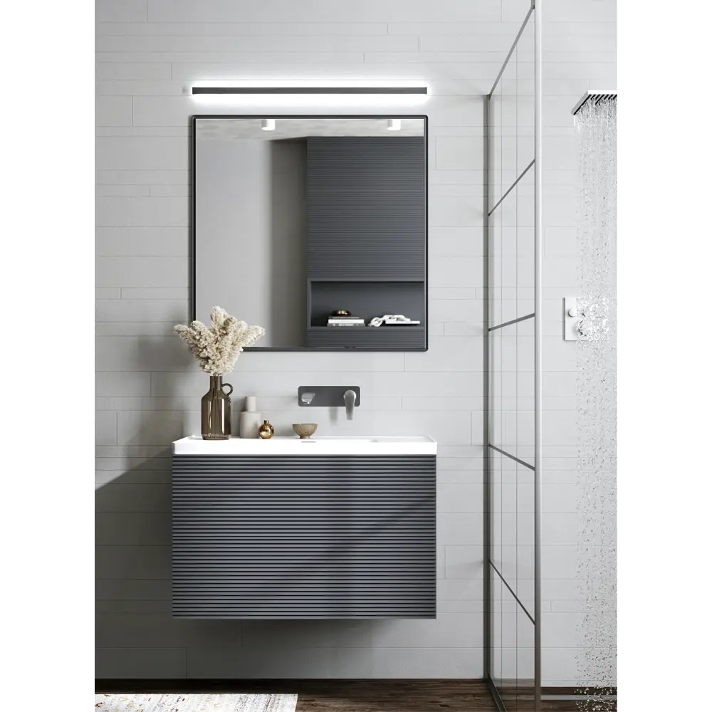 Зеркало для ванной Omega Glass Struktura 80x80 см цвет серый Strukrura STLM-2101650 - Вид №6