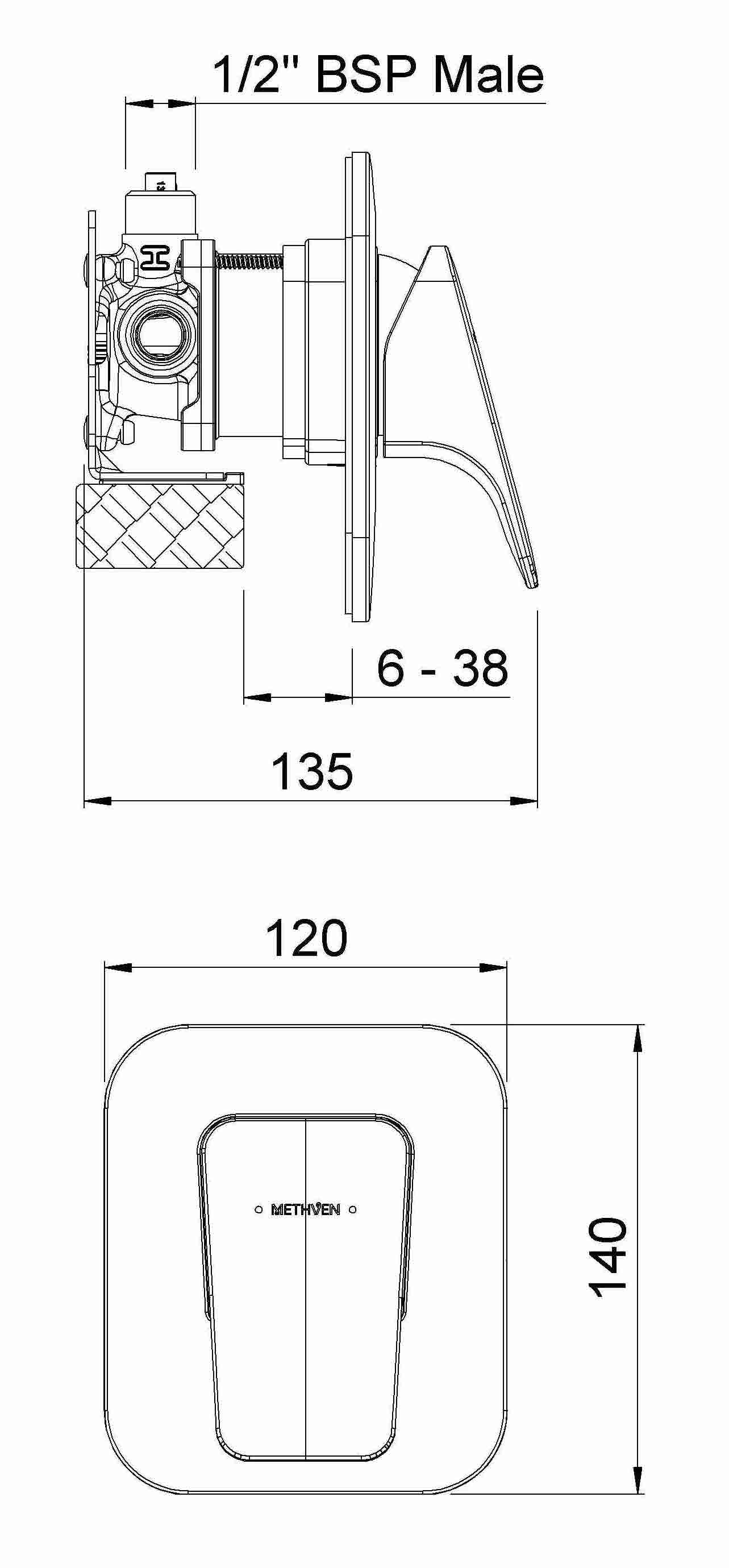 WAAPS2BK Смеситель для душа Waipori с Fastflow II Methven Черный  - Вид №1