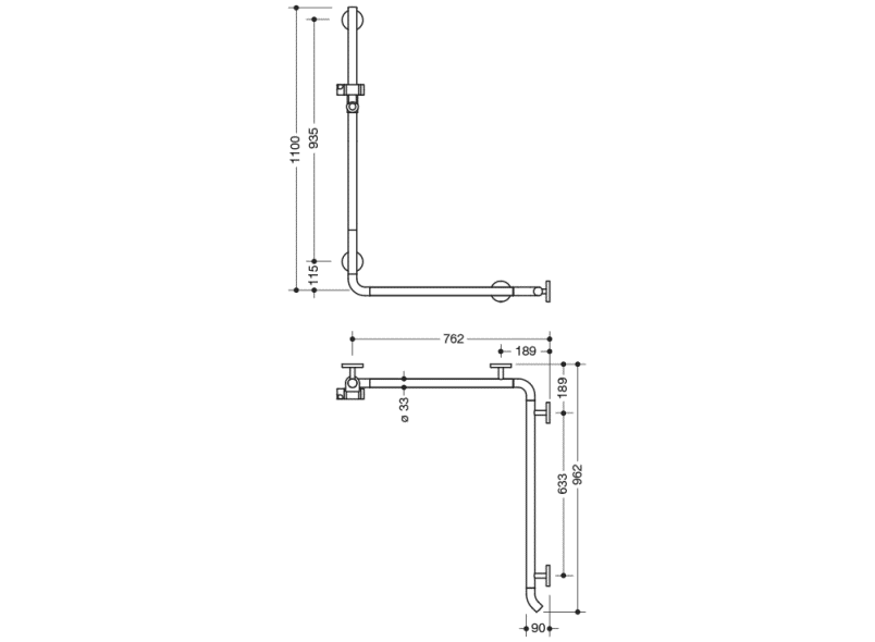 950.35.23091 Поручень для душа с держателем для душа HEWI Greifen  - Вид №3