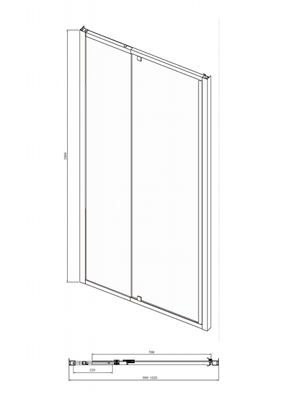 Душевая дверь в нишу, одна распашная дверь LINE BD100.4112A bravat - Вид №5
