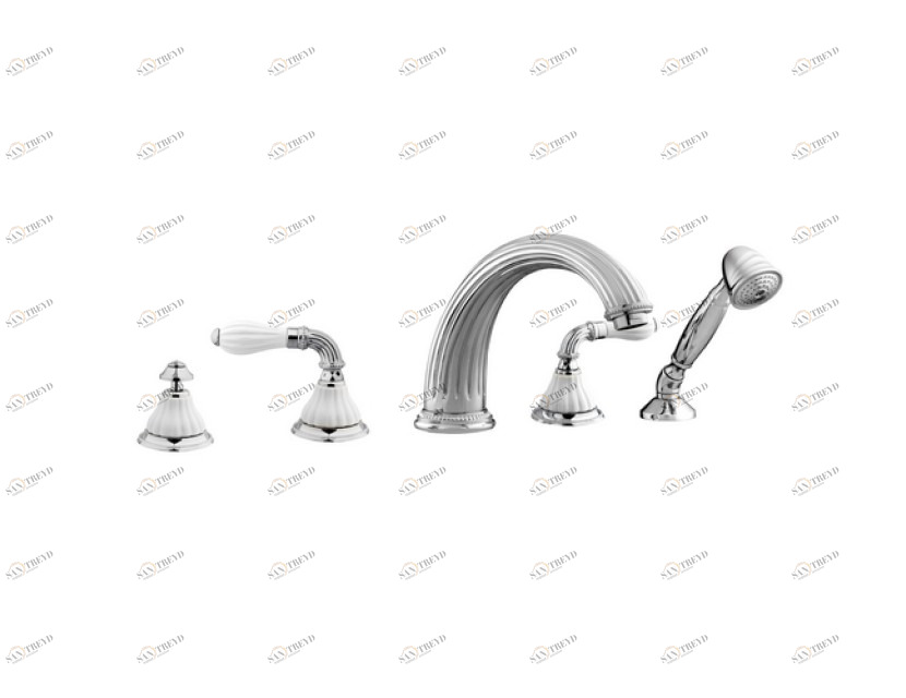 233516.0000.50 Набор для ванны на пять отверстий с фарфором Яркий хром Mestre Artica