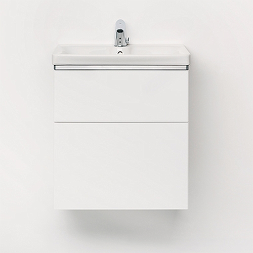 9610021101 IDO Glow напольная тумба под умывальник, с двумя ящиками, W = 580 мм, W1 = 600 мм, белый