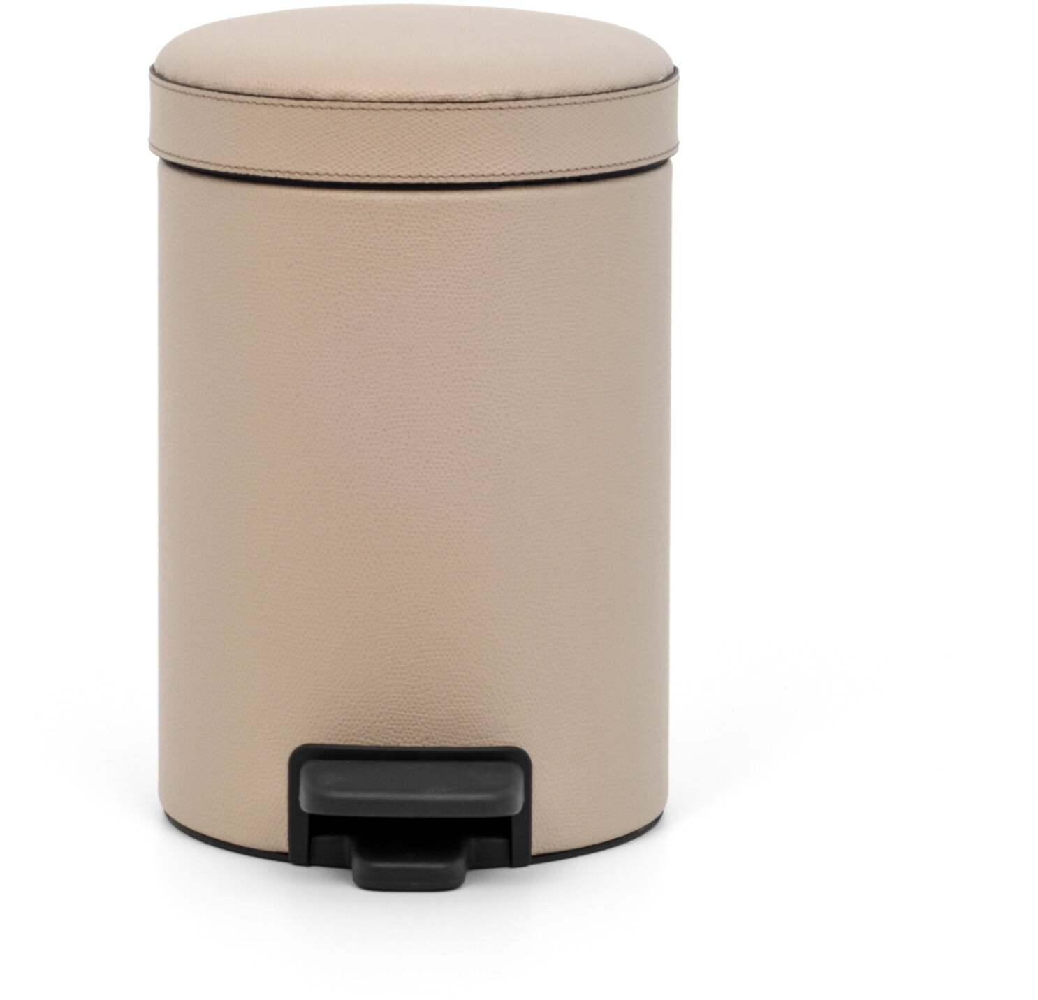 Круглая корзина с педалью - Ø 21XH28 см / тканая кожа_светло-серый