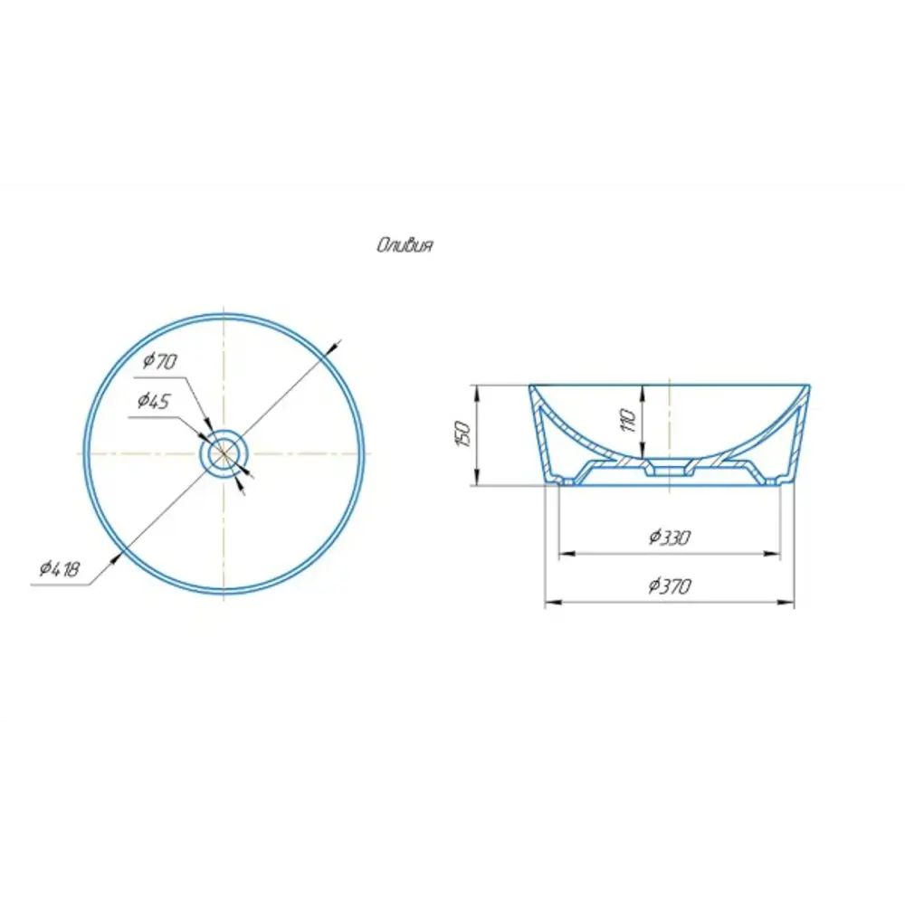 Kirovit Оливия - накладная раковина с мраморным эффектом 42 см 89419678 STLM-1564481 - Вид №3