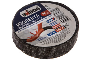 15967588 Прорезиненная изолента х/б, 70 г, черная 47411 Unibob