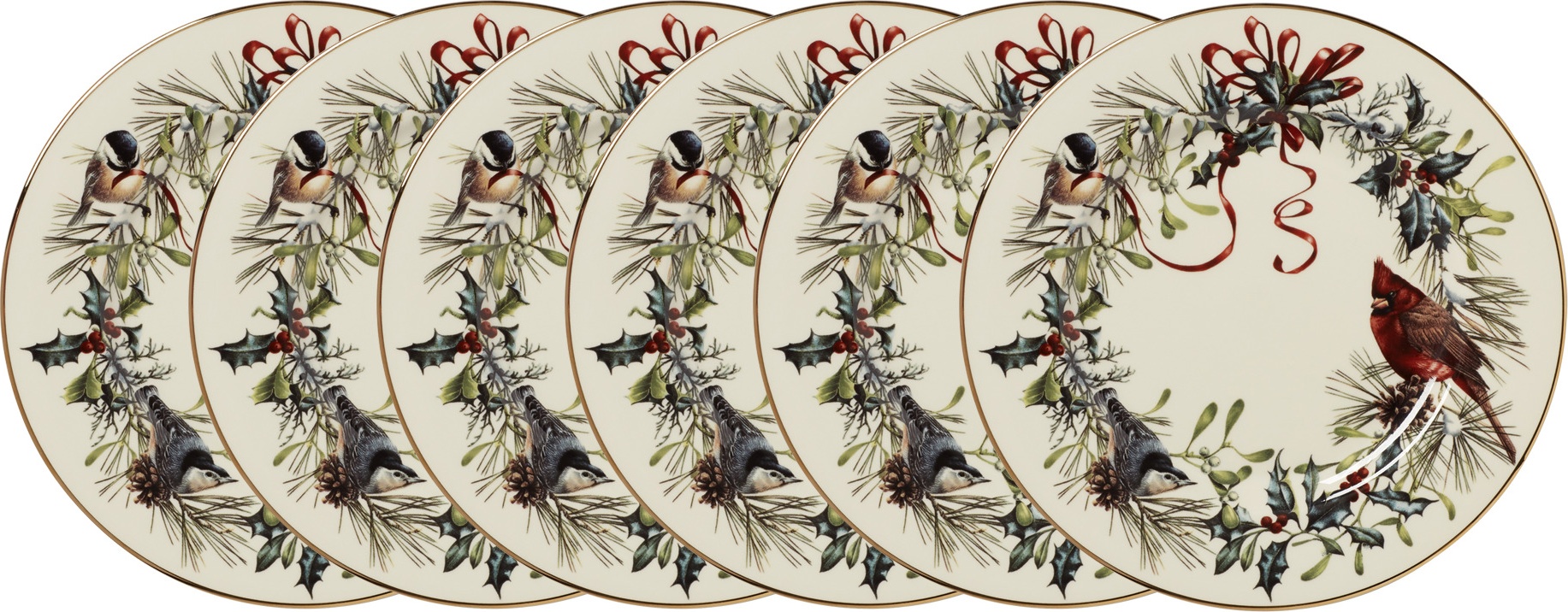 10669431 Lenox Набор тарелок закусочных Lenox "Кардинал" 23см, 6 шт Фарфор, Керамика 