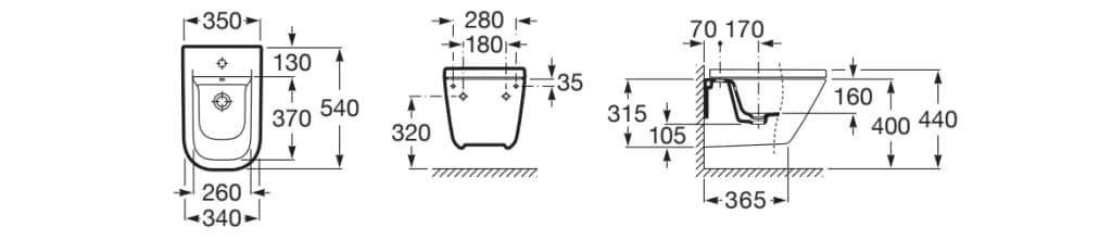 Фарфоровый подвесной биде Roca The Gap ARCH-00076409 - Вид №2