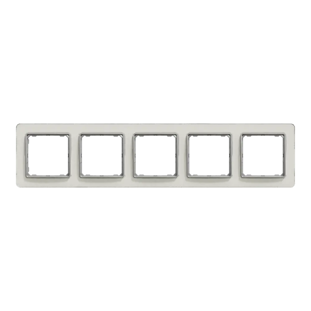 Рамка для розеток и выключателей Systeme Electric Sedna Design 5 постов, цвет белое стекло STLM-2013502